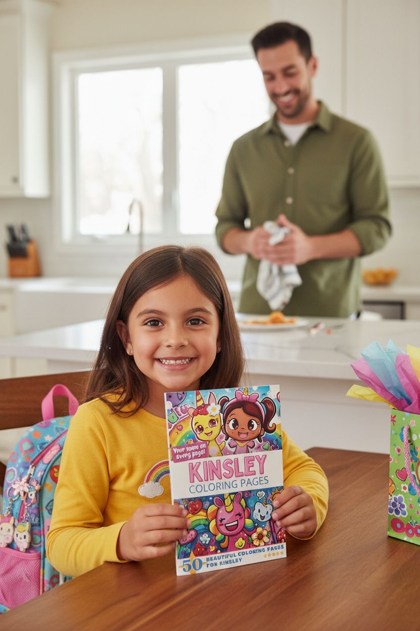 Kinsley coloring book in use