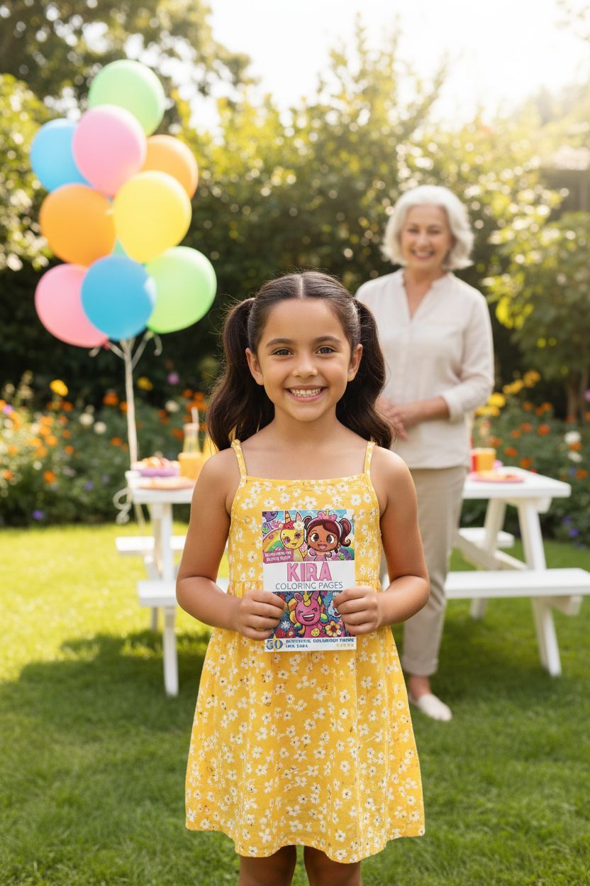 Kira coloring book in use