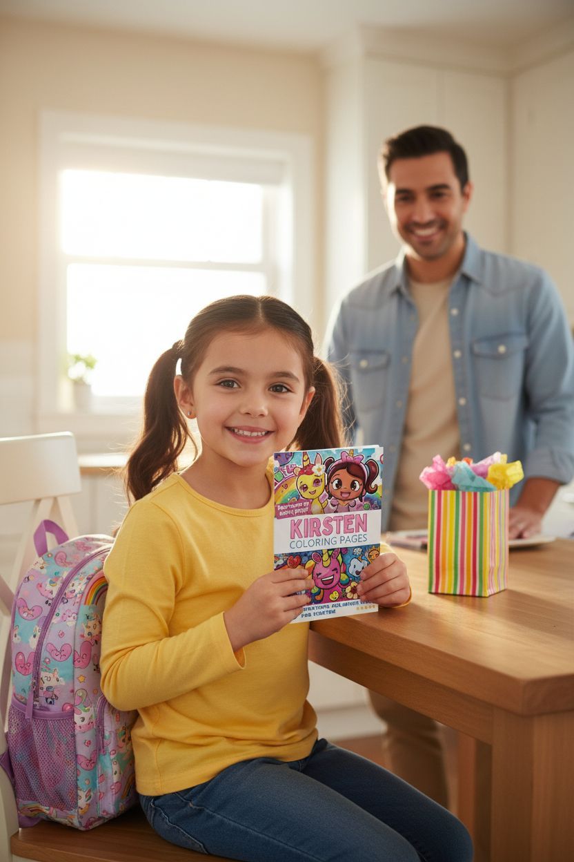 Kirsten coloring book in use