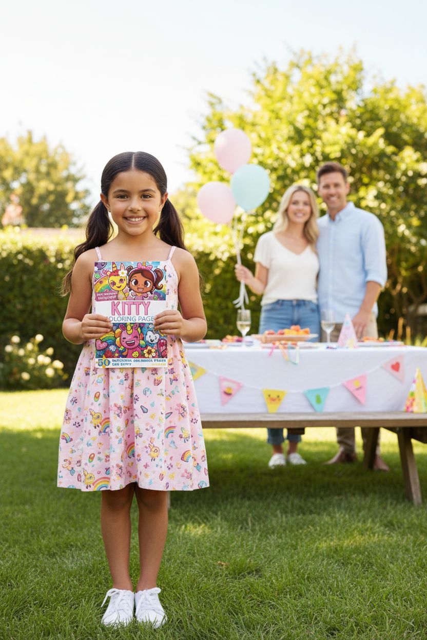 Kitty coloring book in use