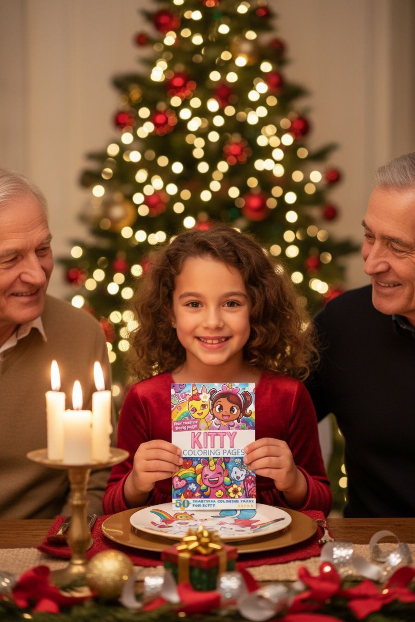 Kitty Christmas coloring pages gift