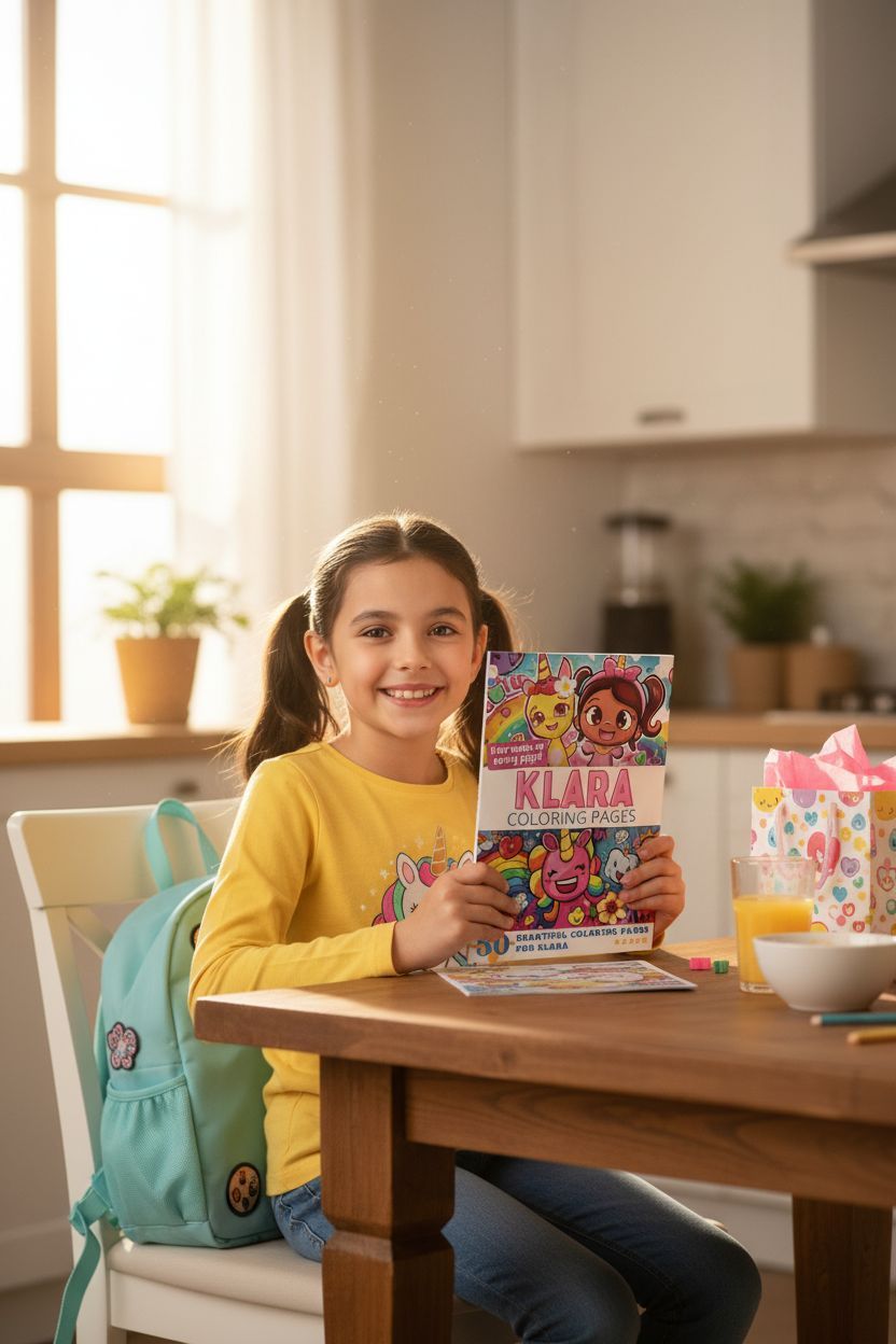 Klara coloring book in use