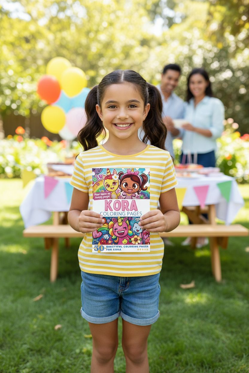 Kora coloring book in use