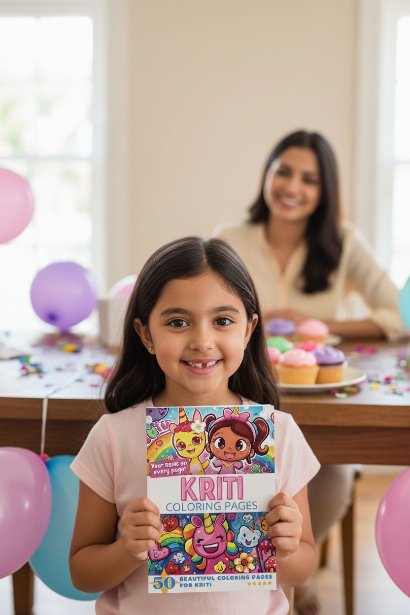 Kriti coloring book in use