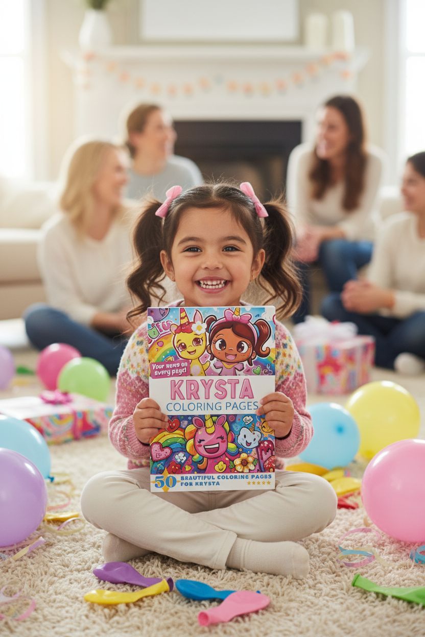 Krysta coloring book in use