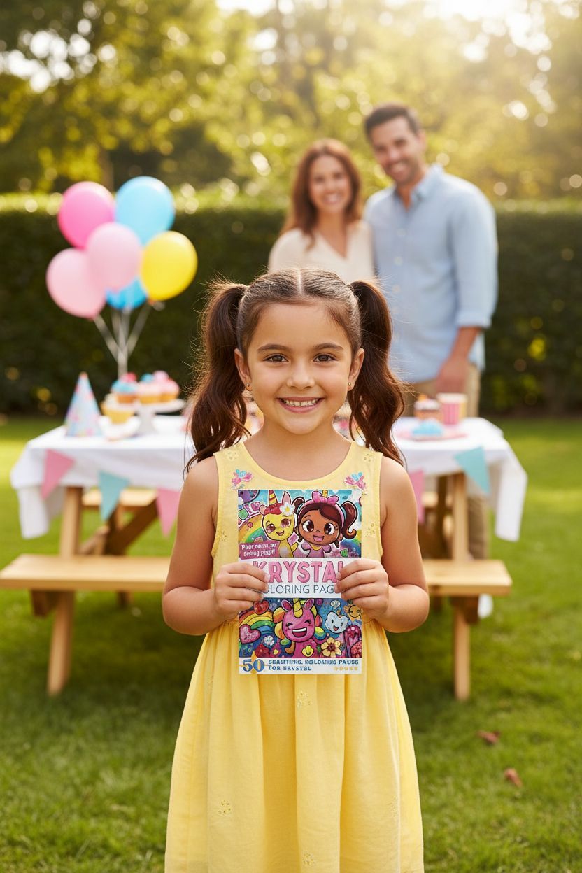 Krystal coloring book in use