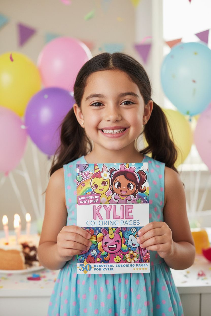 Kylie coloring book in use