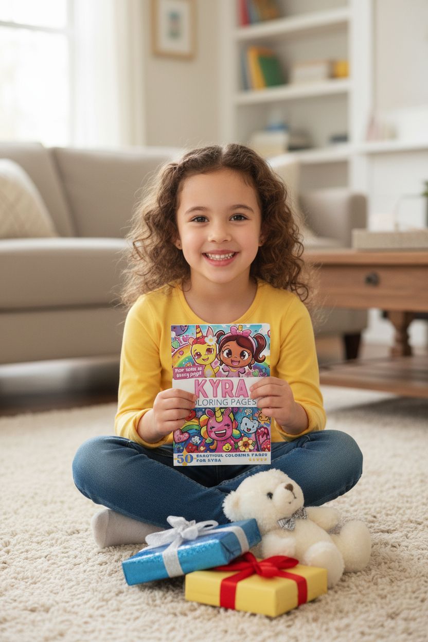 Kyra coloring book in use