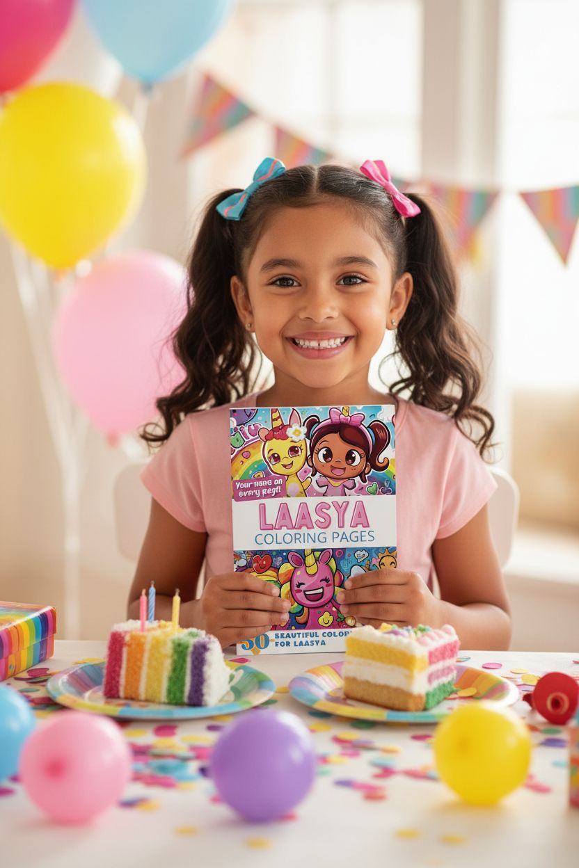 Laasya coloring book in use