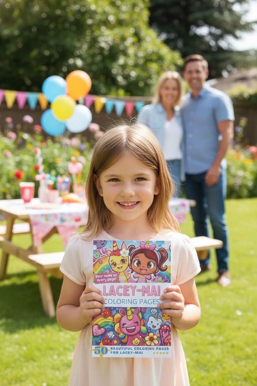 Lacey-Mai coloring book in use