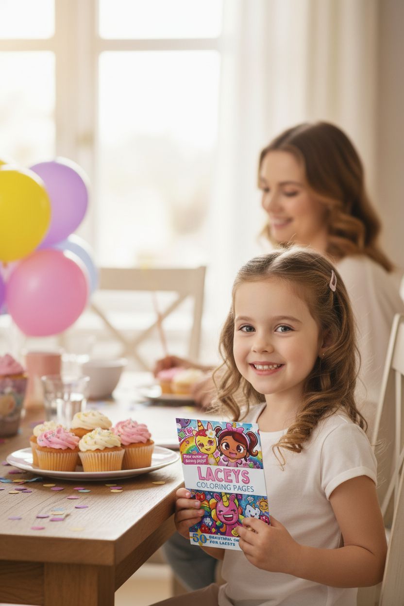 Laceys coloring book in use