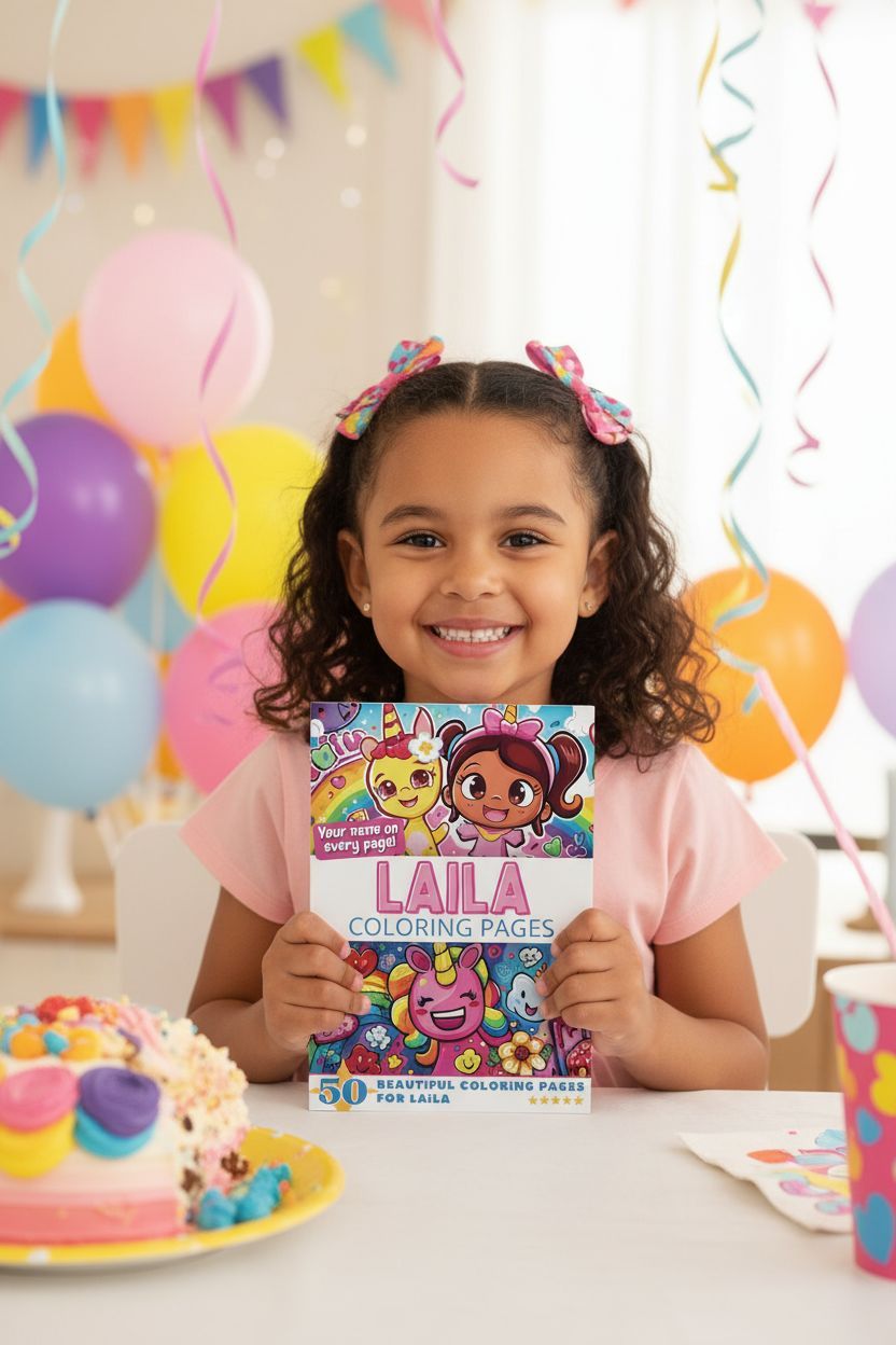 Laila coloring book in use
