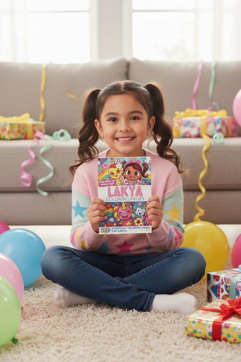 Lakya coloring book in use