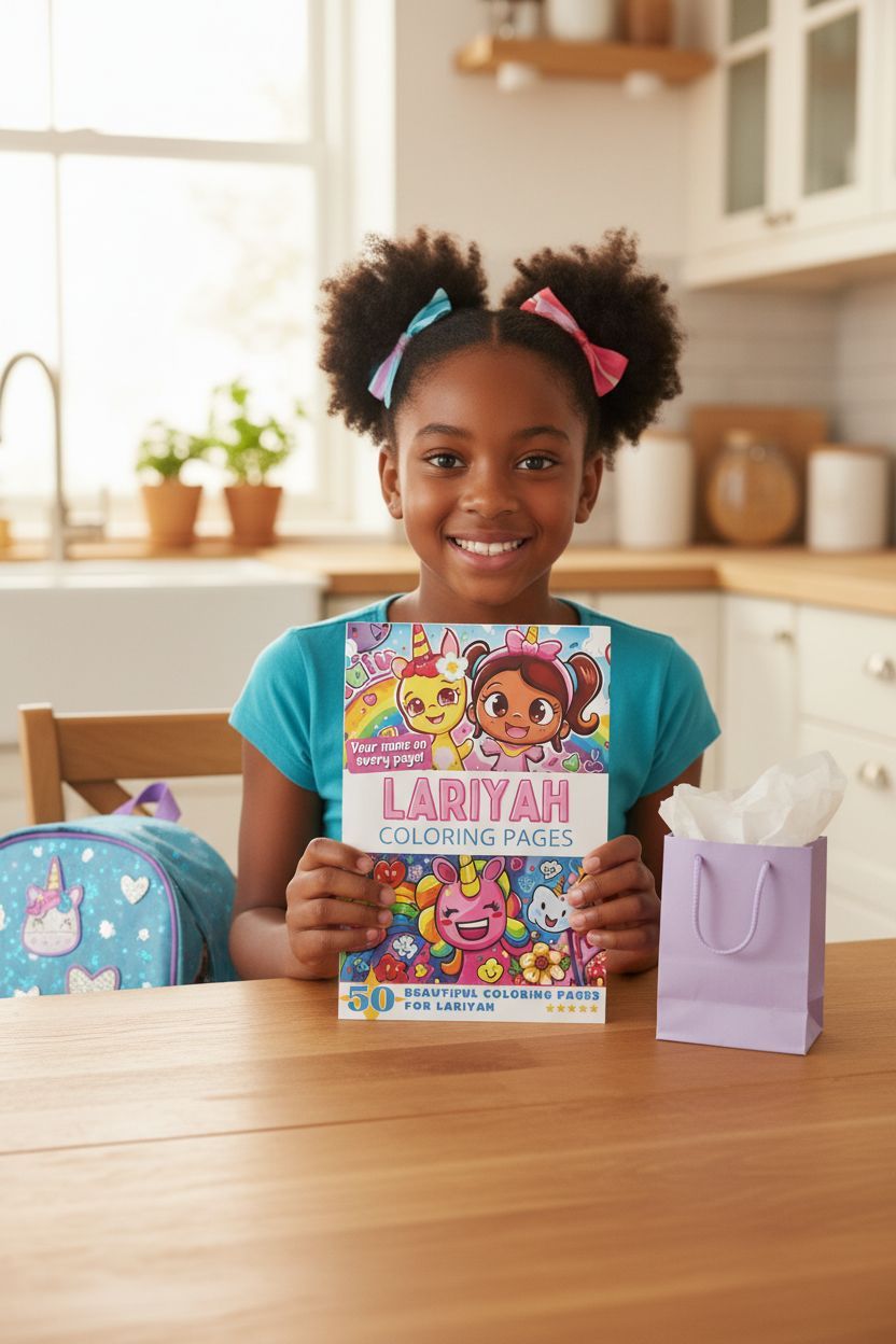Lariyah coloring book in use