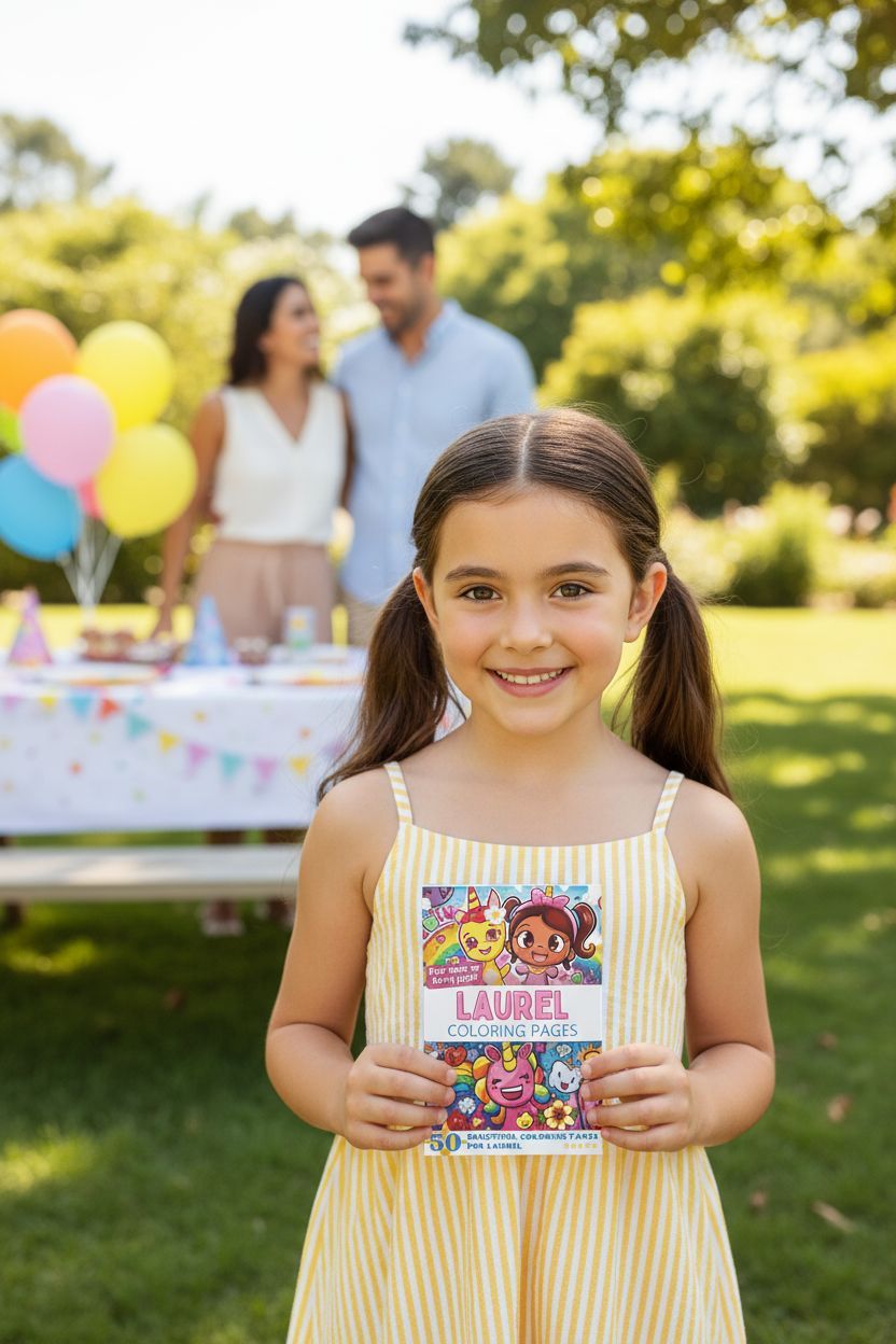 Laurel coloring book in use