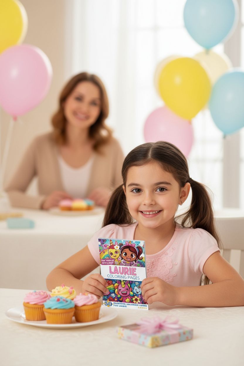 Laurie coloring book in use