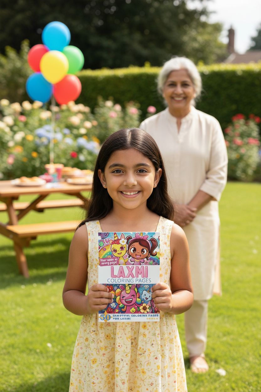 Laxmi coloring book in use