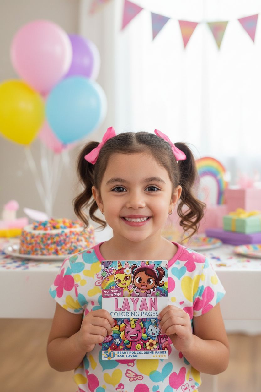 Layan coloring book in use