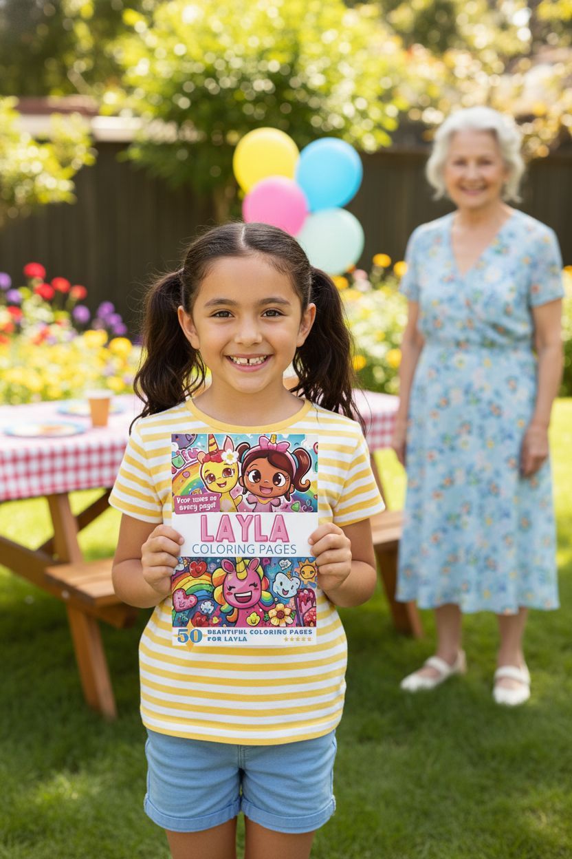 Layla coloring book in use