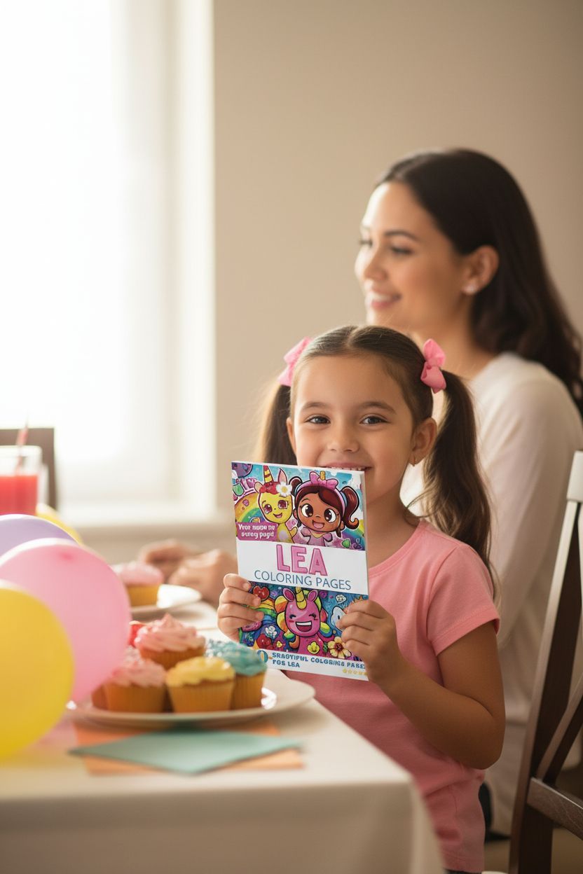 Lea coloring book in use