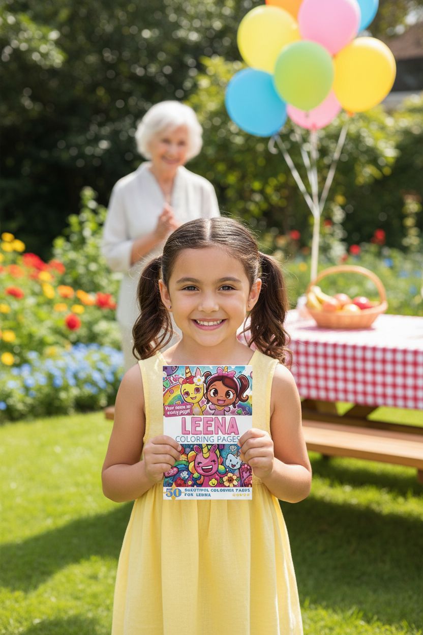 Leena coloring book in use