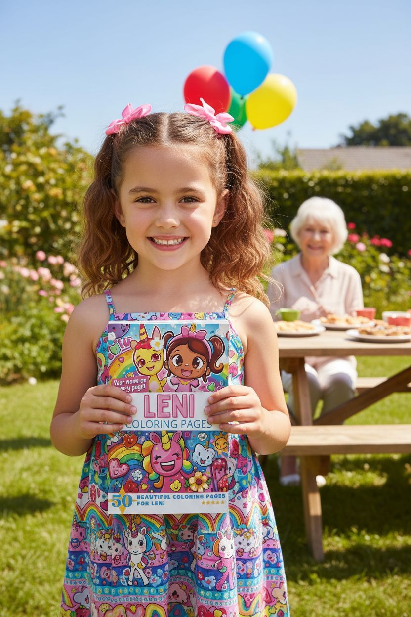 Leni coloring book in use