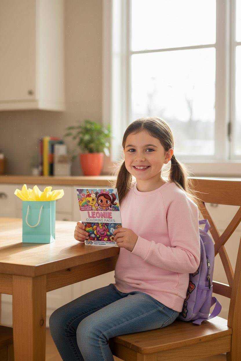 Leonie coloring book in use