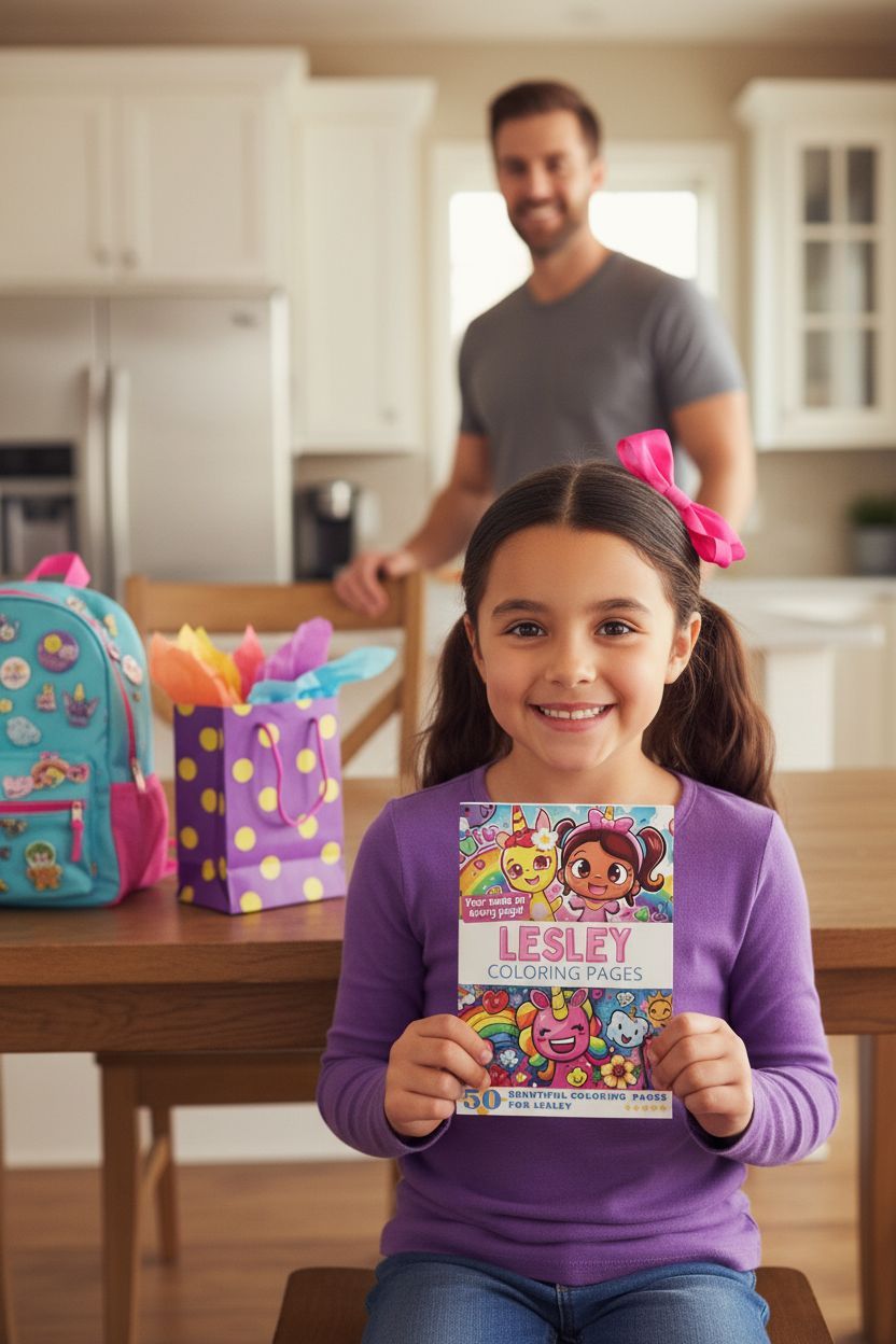 Lesley coloring book in use