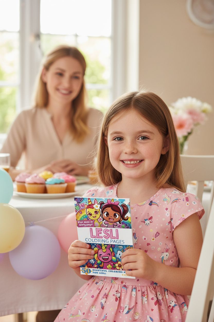 Lesli coloring book in use