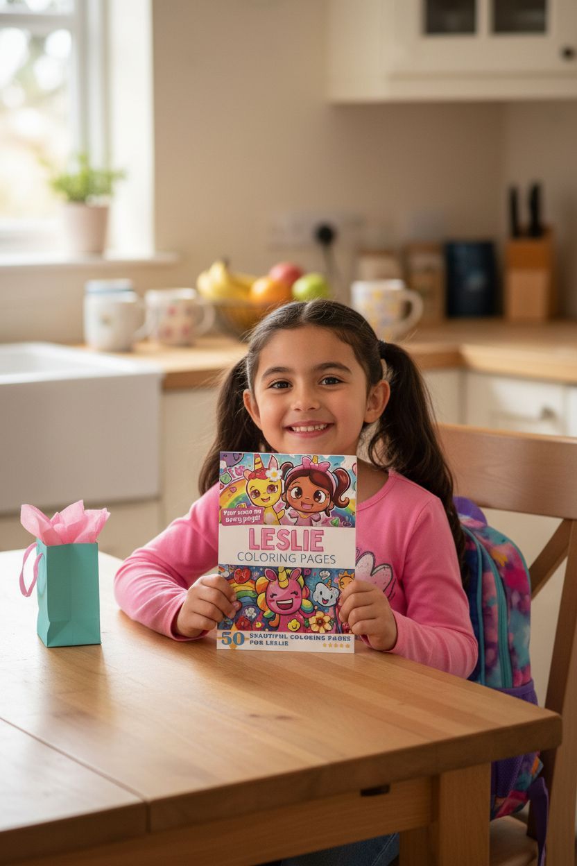 Leslie coloring book in use