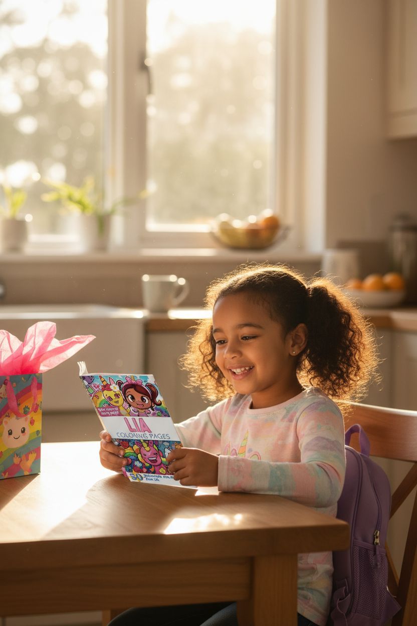 Lia coloring book in use