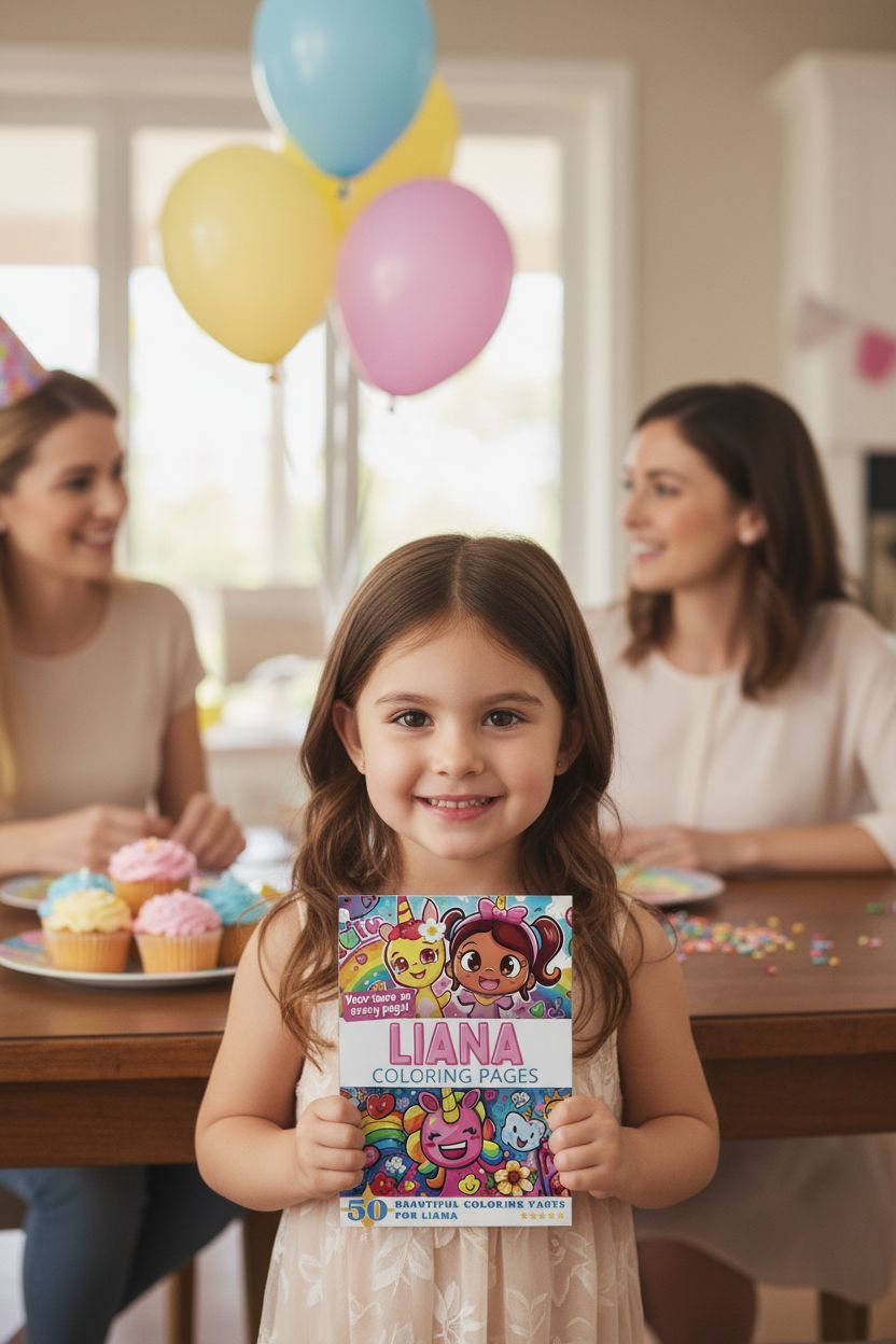 Liana coloring book in use