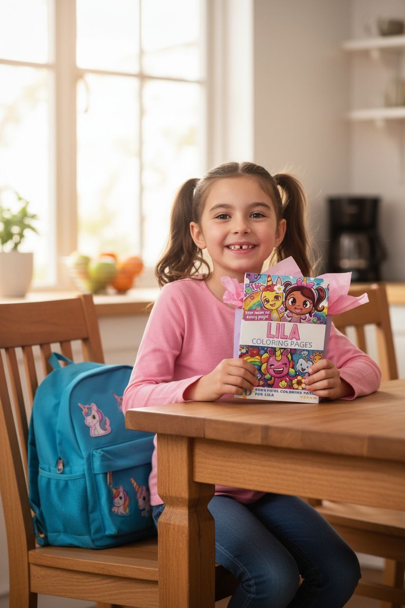 Lila coloring book in use