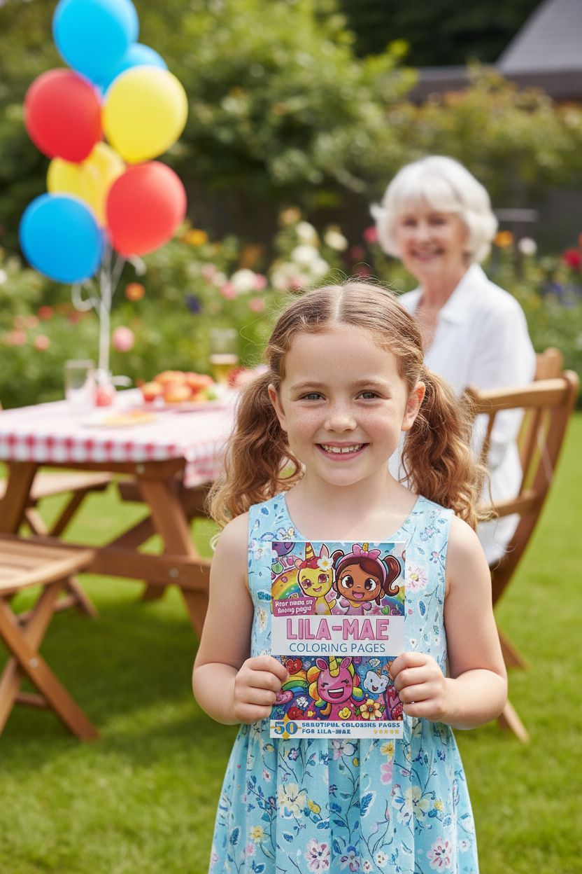 Lila-Mae coloring book in use