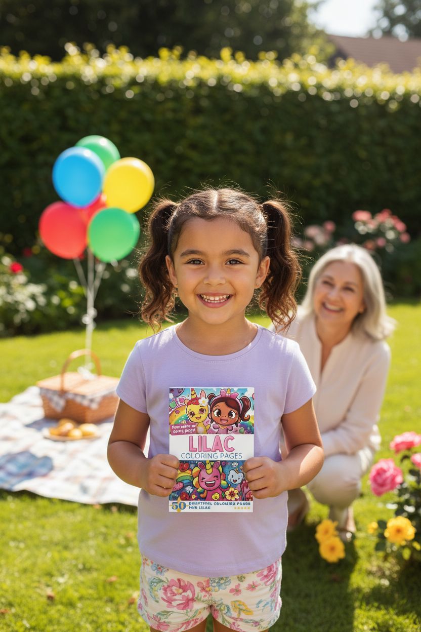 Lilac coloring book in use