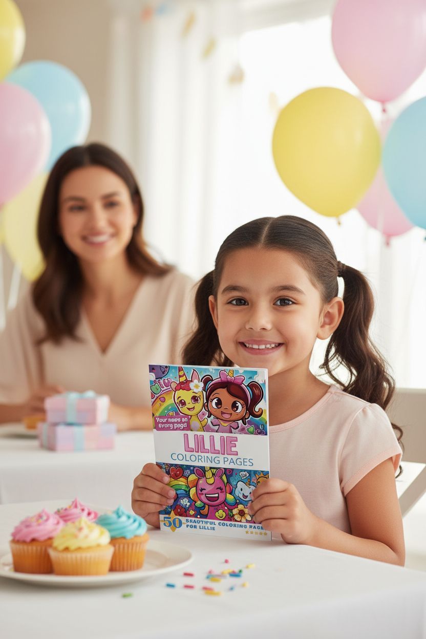 Lillie coloring book in use