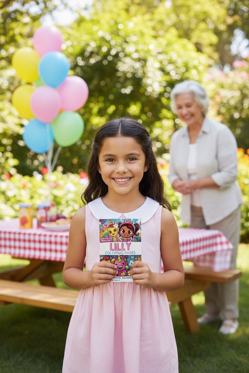 Lilly coloring book in use