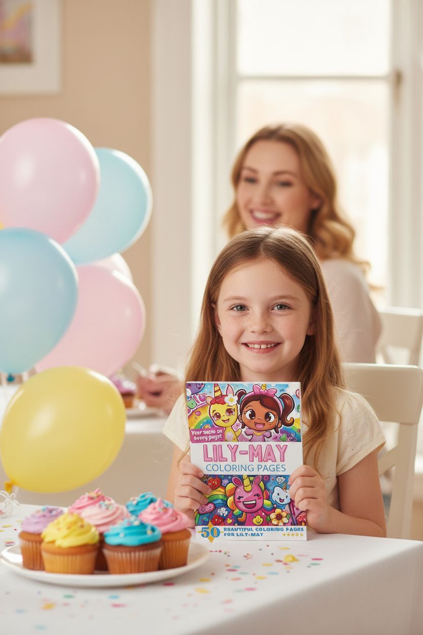 Lily-May coloring book in use