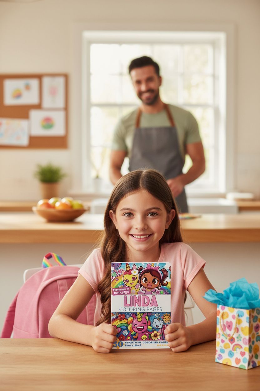 Linda coloring book in use