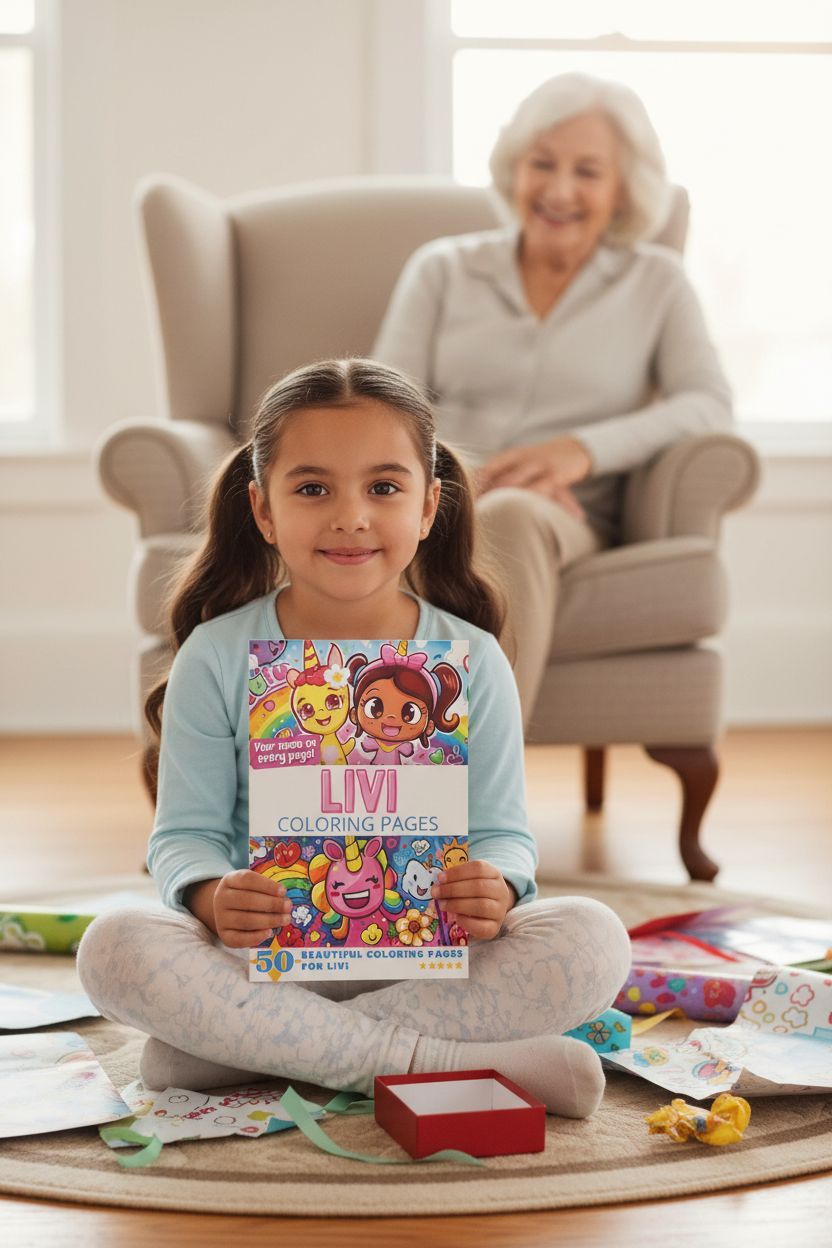 Livi coloring book in use