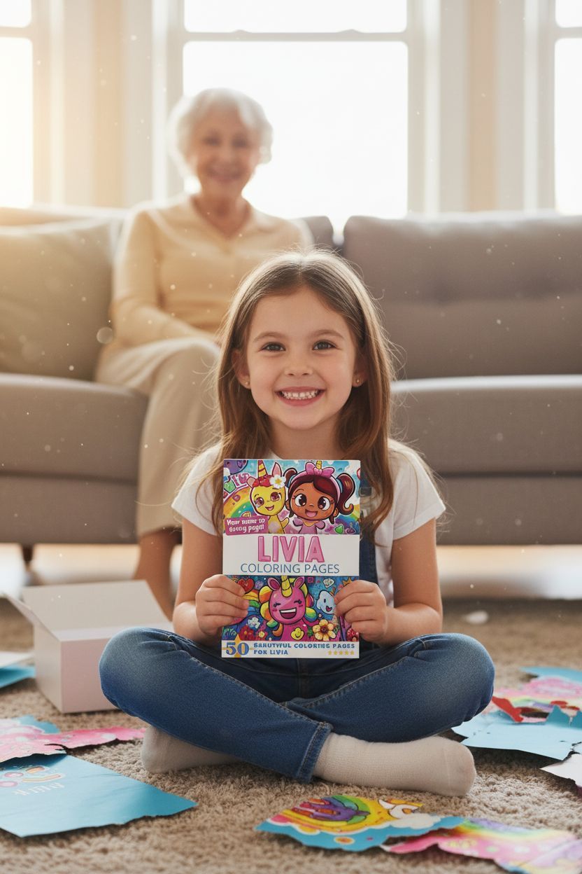 Livia coloring book in use