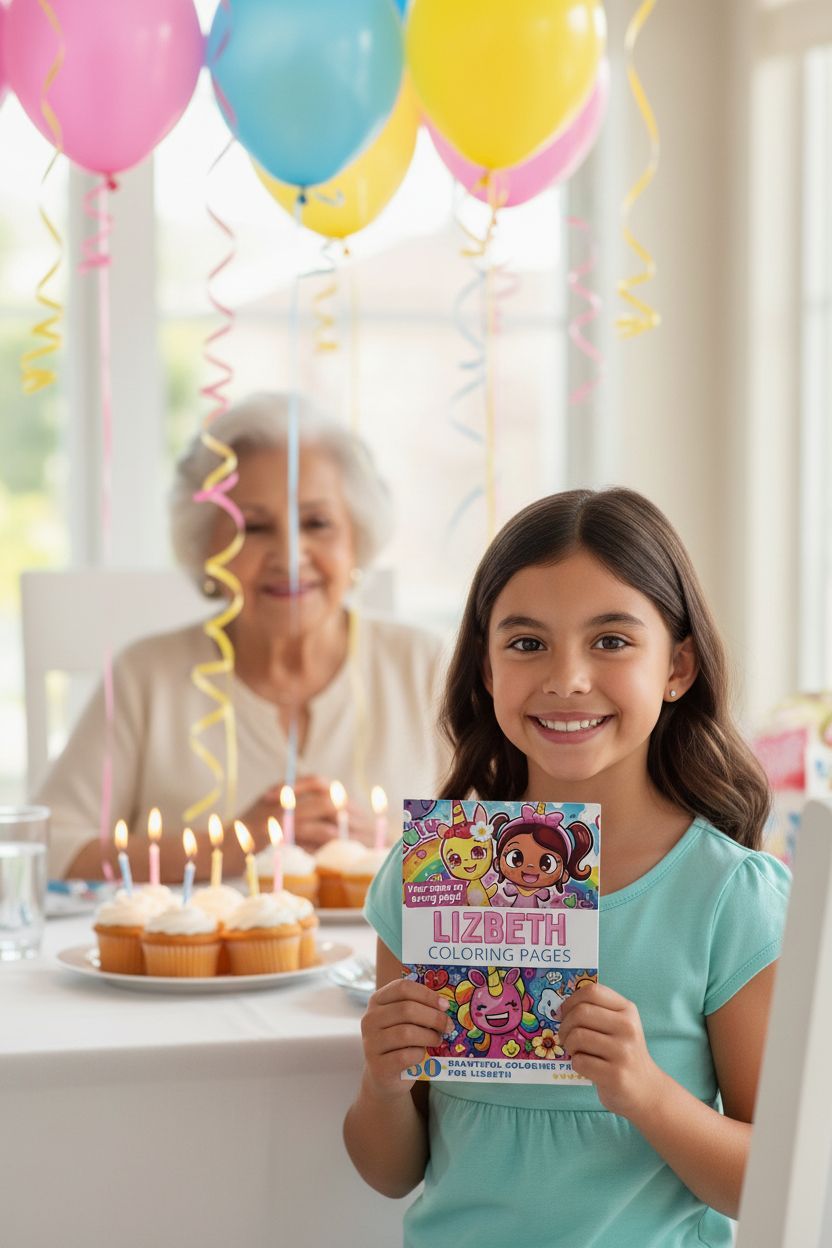 Lizbeth coloring book in use