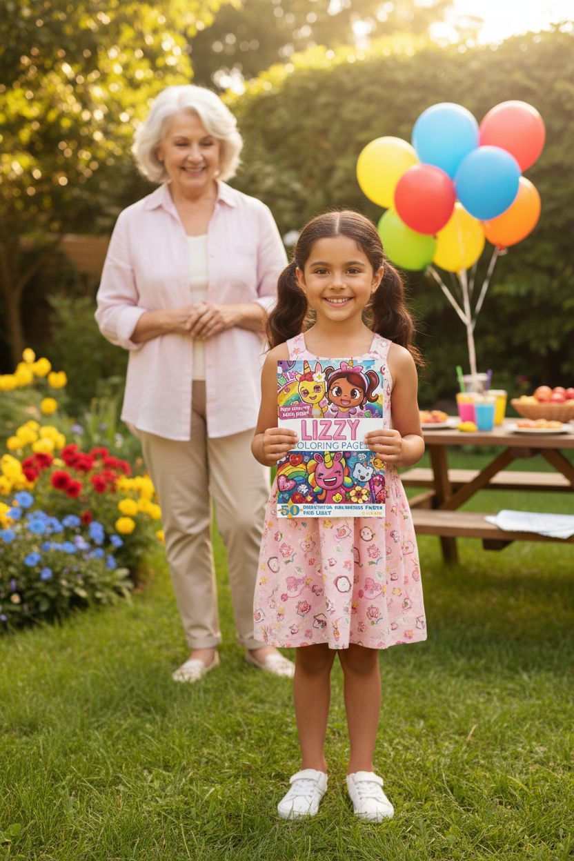 Lizzy coloring book in use