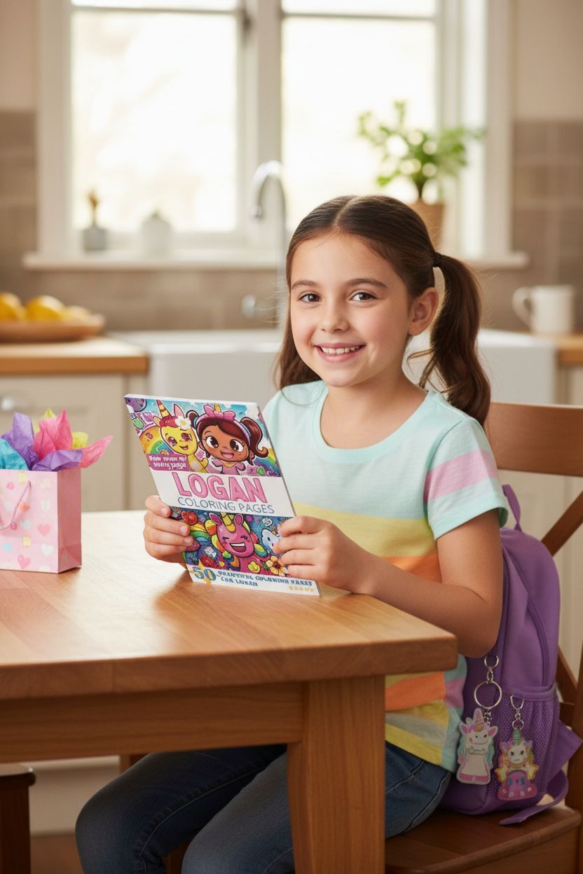 Logan coloring book in use