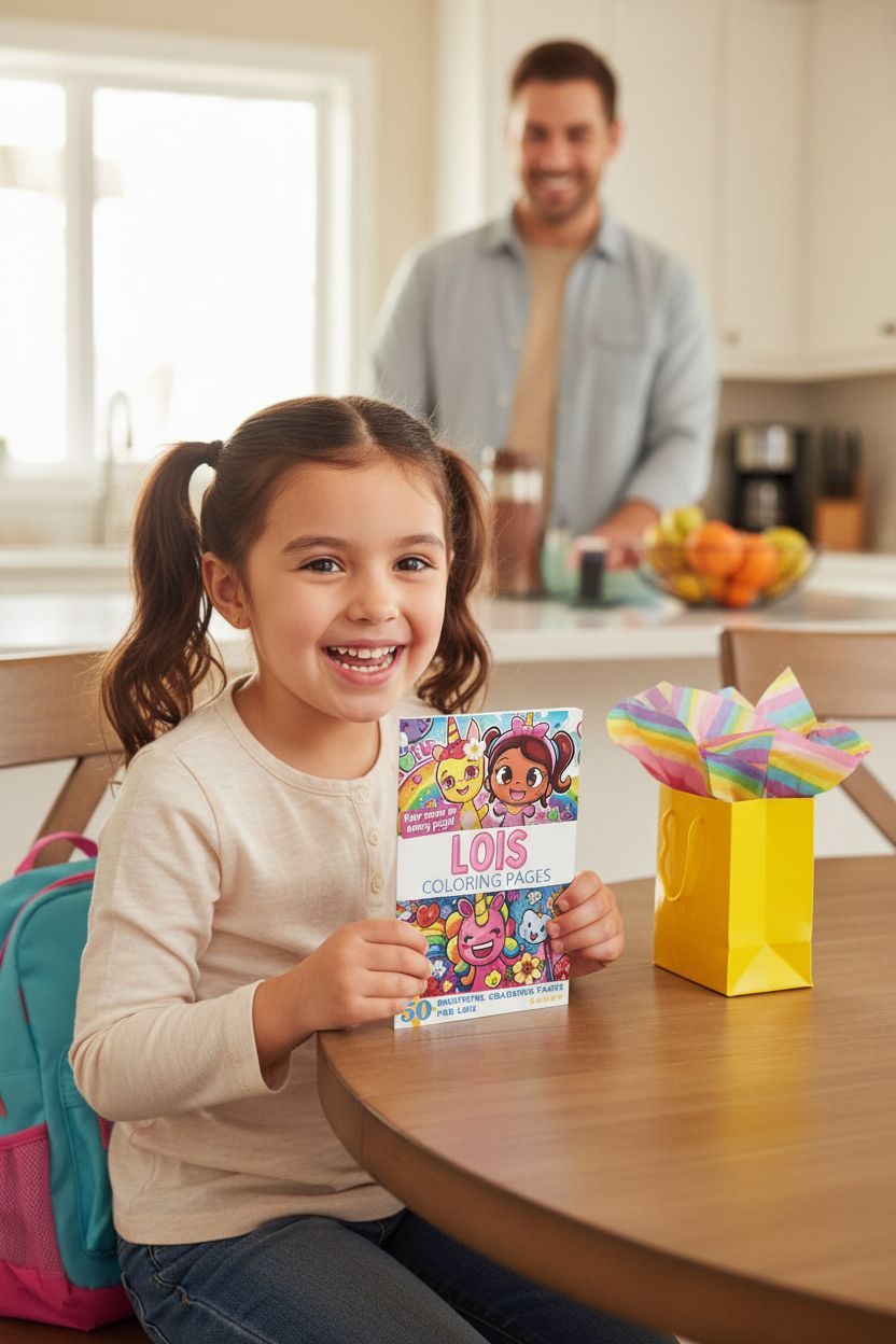 Lois coloring book in use