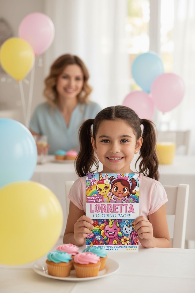 Lorretta coloring book in use