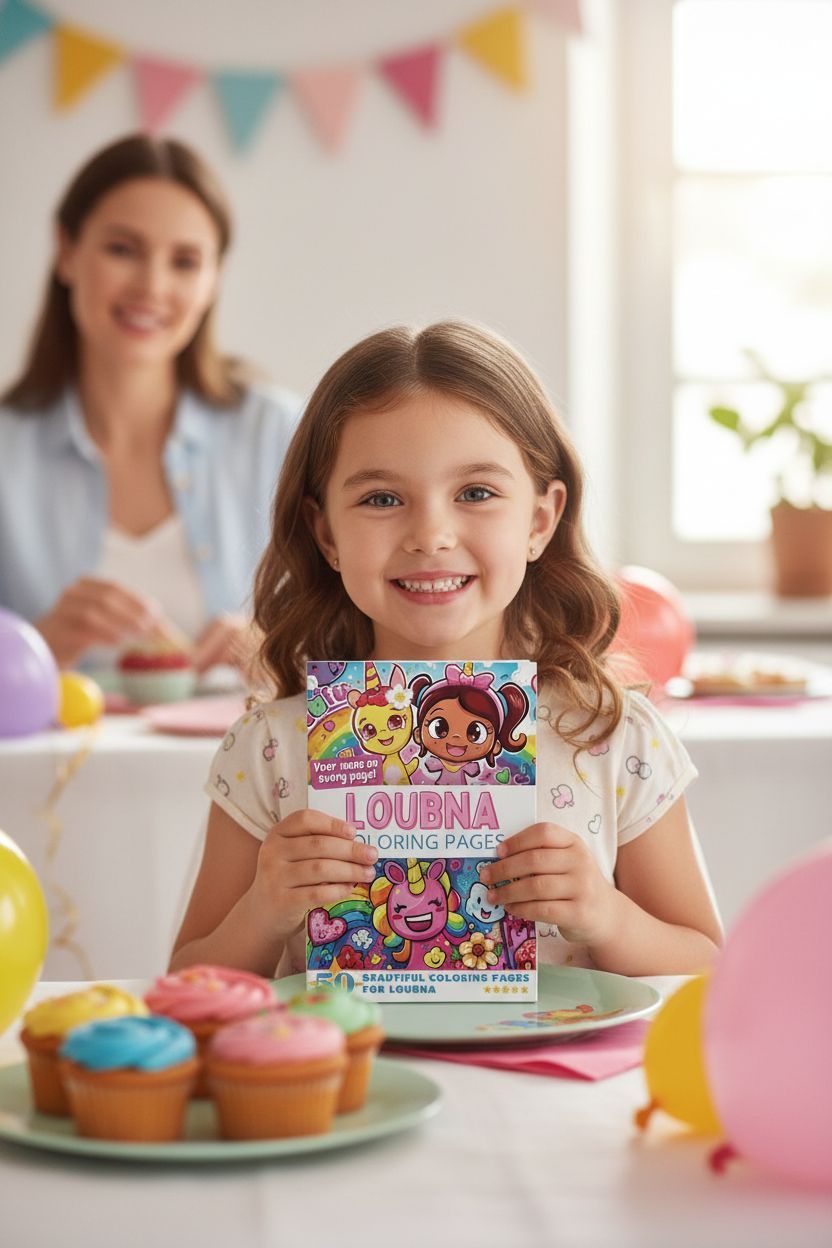 Loubna coloring book in use