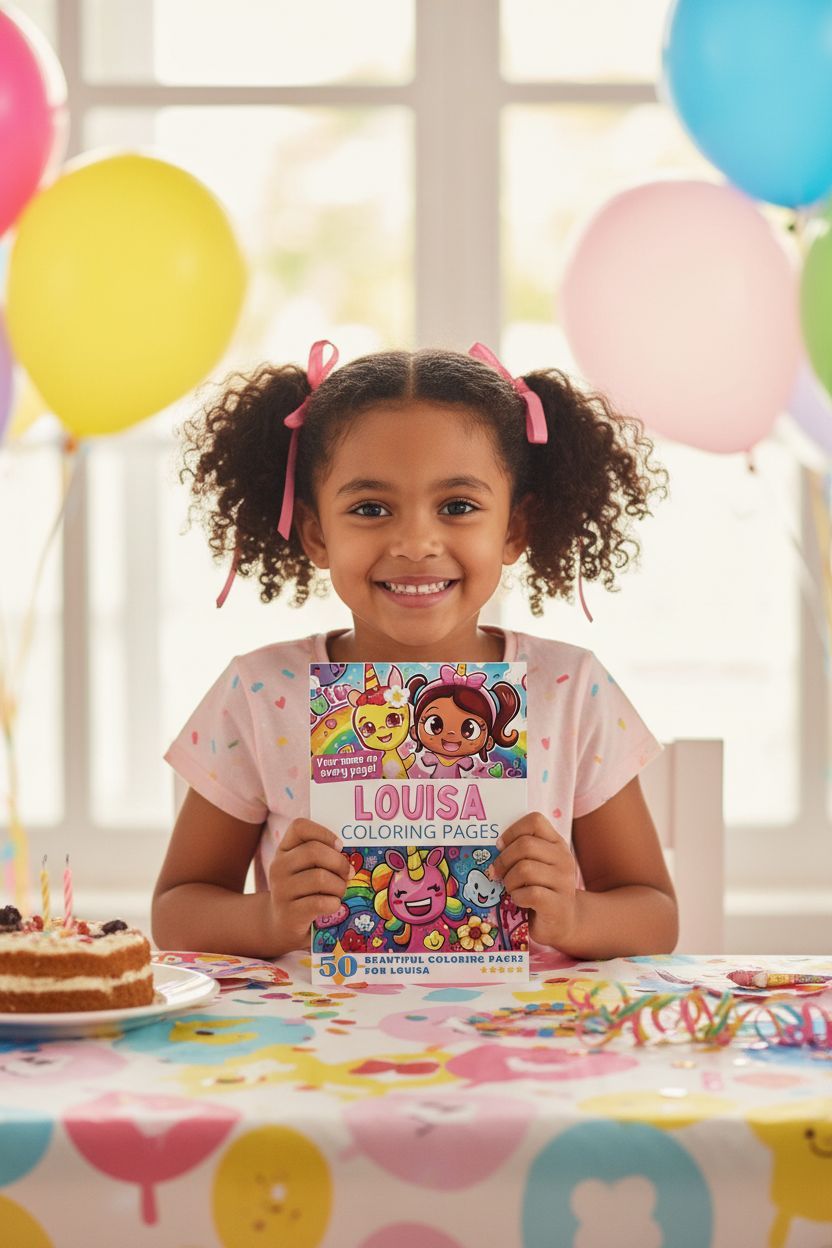 Louisa coloring book in use