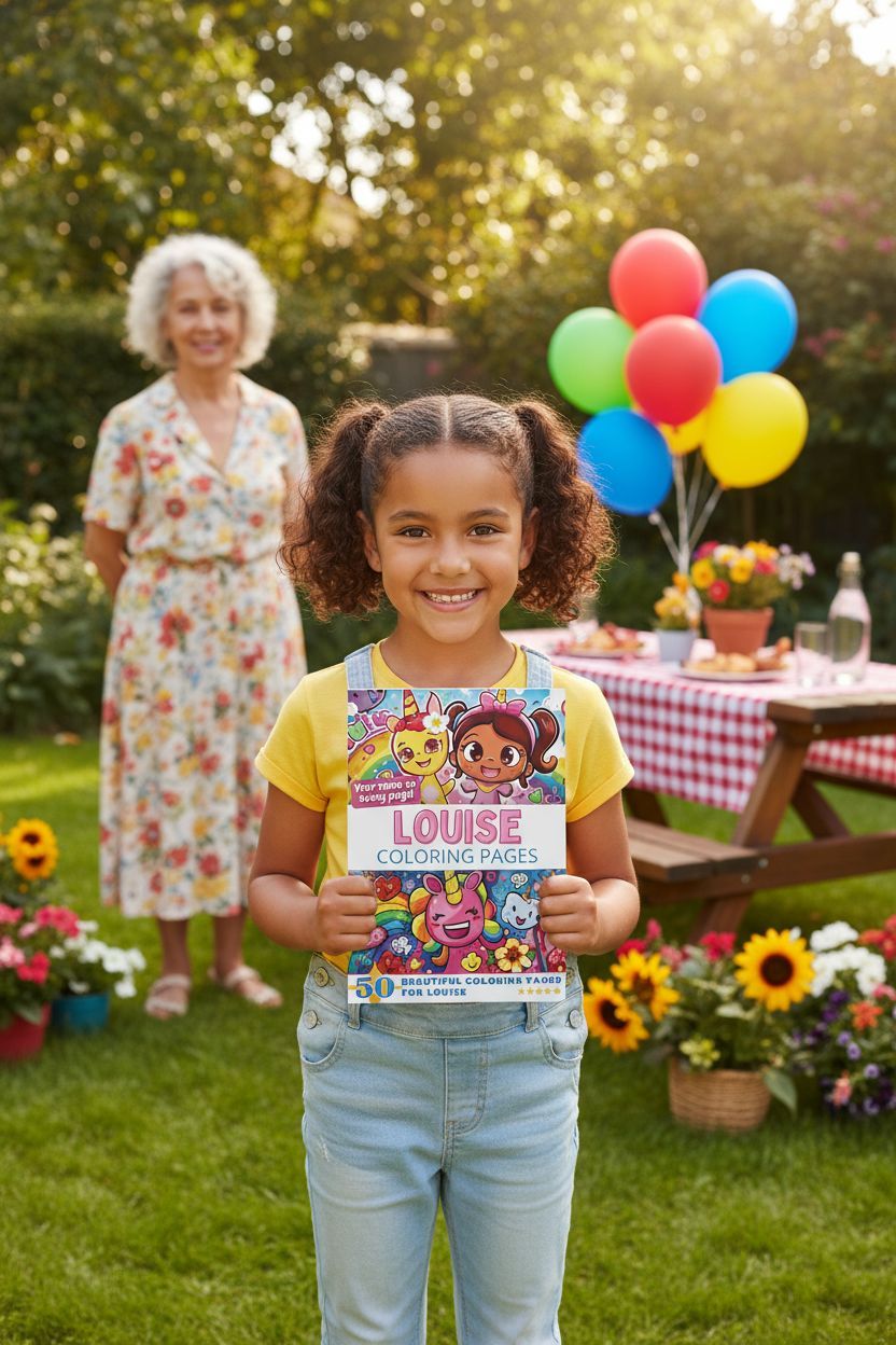 Louise coloring book in use