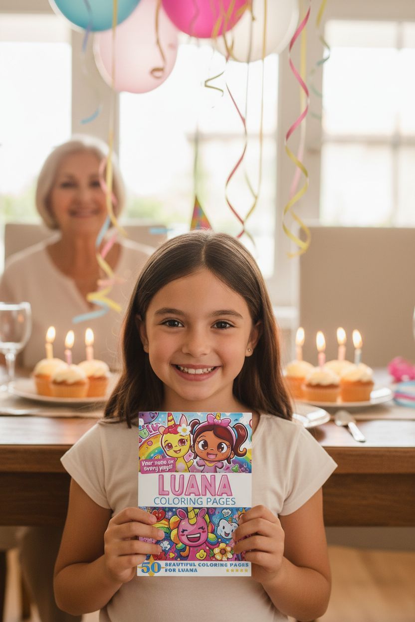 Luana coloring book in use